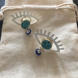 950 silver earrings evil-eye